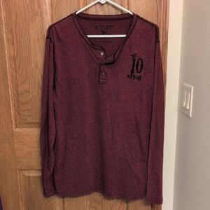 B. Tuff Men's Burgundy Long Sleeve Henley Shirt